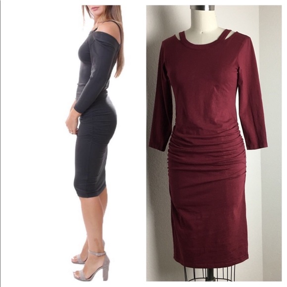 🇺🇸 MICHAEL STARS Cotton Ruched Jersey Dress e507 - Picture 1 of 8